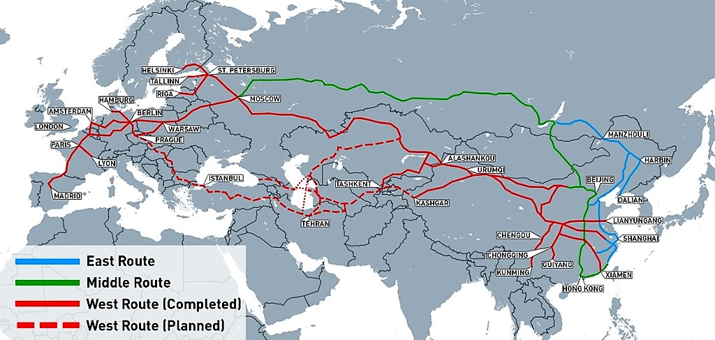 مسیر خطوط ریلی چین 